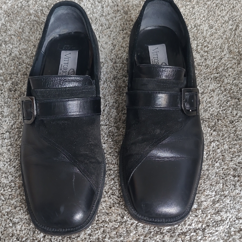 Vittorio Virgilli  Black Leather Men's Shoes Size 8.5